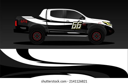 Editable template for wrapping trucks with abstract stickers. High resolution vector graphics.