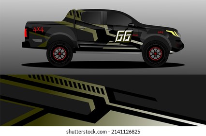 Editable template for wrapping trucks with abstract stickers. High resolution vector graphics.