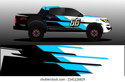 Editable template for wrapping trucks with abstract stickers. High resolution vector graphics.