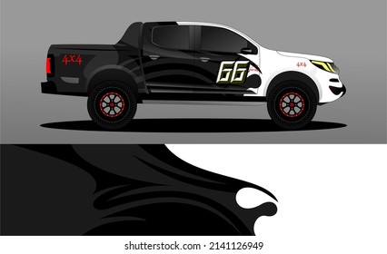 Editable template for wrapping trucks with abstract stickers. High resolution vector graphics.