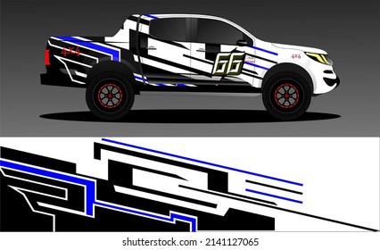 Editable template for wrapping trucks with abstract stickers. High resolution vector graphics.
