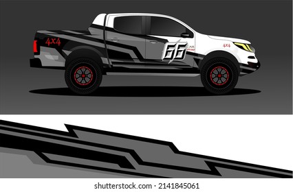 Editable template for wrapping trucks with abstract stickers. High resolution vector graphics.