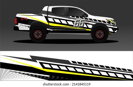 Editable template for wrapping trucks with abstract stickers. High resolution vector graphics.