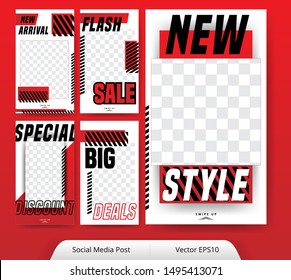 Editable templates for instagram stories and feed post, sale promotion,
gift, Cool and trendy background design bundle for social media ads. -Eps10 Vector