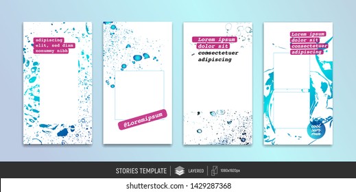Editable templates for social media stories. Instagram story. Place for your photo and text. Vector design