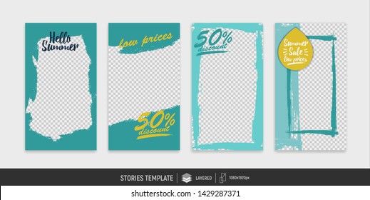 Editable templates for social media stories. Instagram story. Place for your photo and text. Vector design