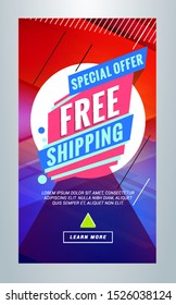 Editable templates for social media stories. Story template with special offer tag. Vector colorful illustration