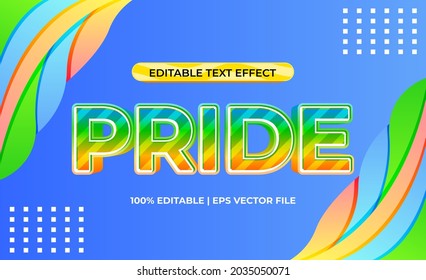 Editable text in 3d style and colorful for lgbt celebrartion. rainbow flag