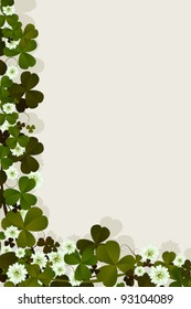 Editable text card with clover leaves and flowers for the celebration of St. Patrick's Day