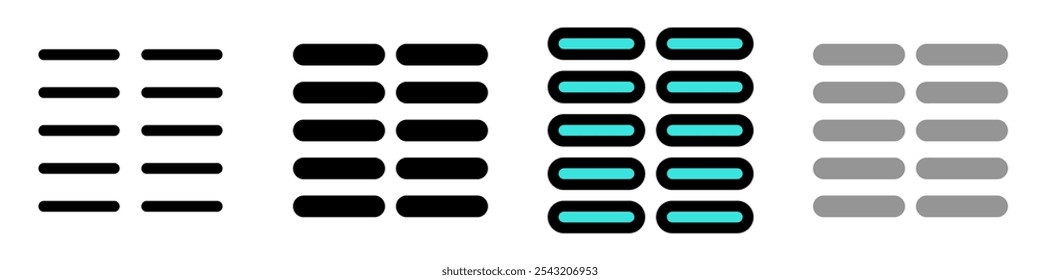 Ícone de vetor de coluna de texto editável. Parte de uma grande família de conjuntos de ícones. Perfeito para interfaces web e app, apresentações, infográficos, etc