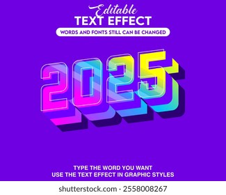 Editable text effect 2025 theme