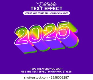 Editable text effect 2025 theme