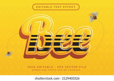 Editable text effect - 3d honey bee style concept