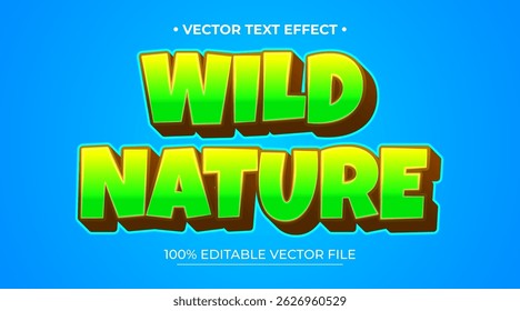 Editable text effect 3d Nature theme premium vector