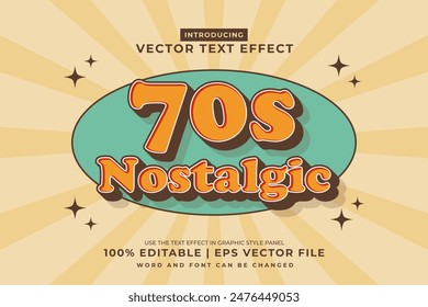 Editable text effect 70s Nostalgic 3d Retro style premium vector