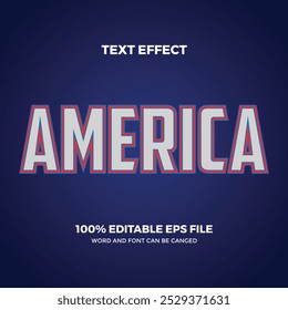 Editable text effect america, independence text style