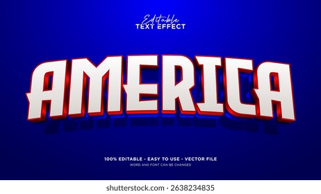 Editable text effect America Independence Day, 4th of July text style effect