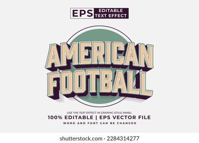 Editable text effect american football 3d vintage style premium vector
