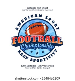 Editable text effect - American Football Championship emblem customized