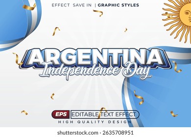Efeito de Texto Editável para o Dia Nacional da Argentina