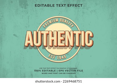 Editable text effect Authentic 3d Vintage template style premium vector