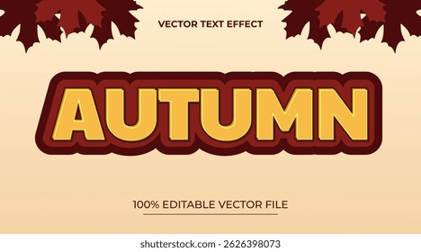 Editable text effect autumn text with leaves illustration
