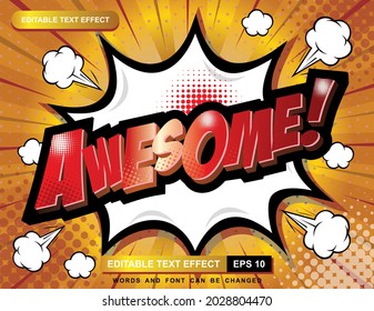 Editable text effect - Awesome comic cartoon style 3d template on halftone background.