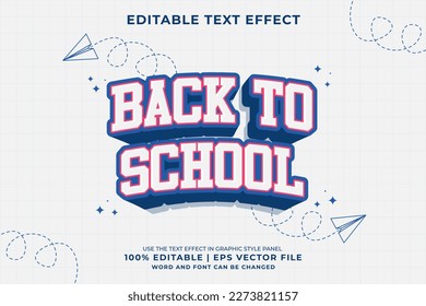 Editable text effect - Back To School 3d Traditional Cartoon template style premium vector