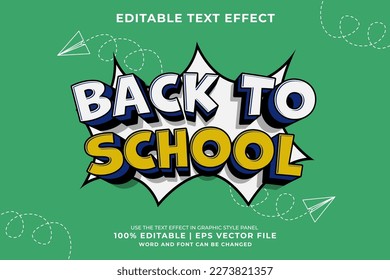 Editable text effect - Back To School 3d Traditional Cartoon template style premium vector