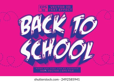 Editable text effect Back to school 3d Cartoon style premium template