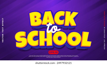 Editable text effect back to school three dimension text style