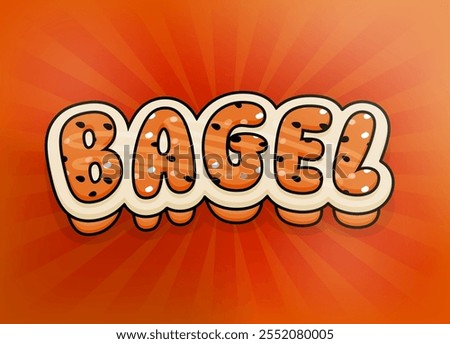 Editable Text Effect of Bagel with Cream Cheese Sandwich, Perfect for New York Breakfast Menus and Healthy, Tasty Food Concepts for New Yorkers