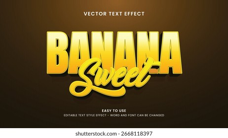 Efecto de texto editable banana sweet 3d style premium Vector 
