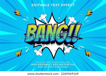 Editable text effect Bang 3d Cartoon Comic style premium vector