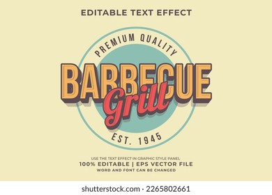 Efecto de texto editable Parrillada de parrillada 3d Estilo de plantilla de caricatura de época vector premium