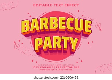 Editable text effect Barbecue Party 3d Traditional Cartoon template style premium vector