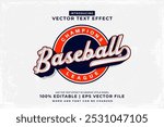 Editable text effect Baseball  Logo 3d Vintage template style premium vector