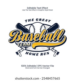 Editable text effect - Baseball Team emblem logo vintage style