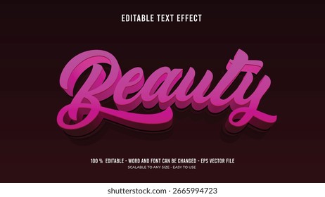 Editable text effect beauty 3d style premium vector	

