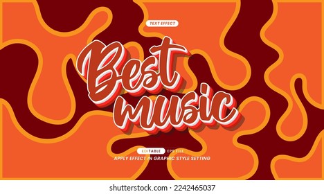 Editable Text Effect - Best Music Slogan with Abstract Summer Art Background