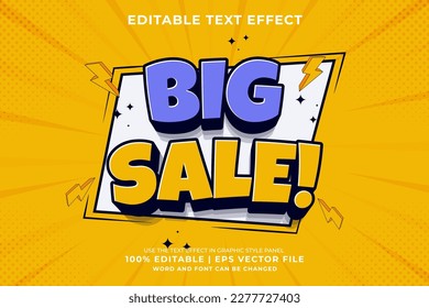 Editable text effect Big Sale 3d cartoon template style premium vector