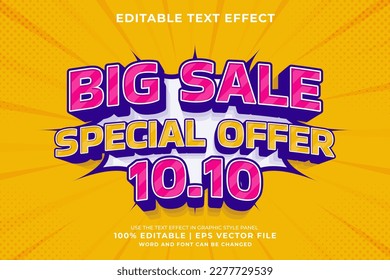 Editable text effect big sale 3d cartoon template style premium vector
