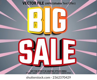 Editable text effect Big sale 3d template style premium vector