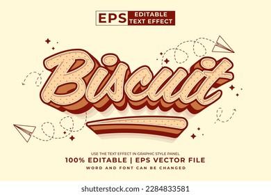 Editable text effect biscuit 3d Cartoon cute style premium vector