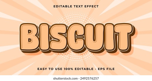Editable text effect biscuit 3d cartoon template style trendy vector