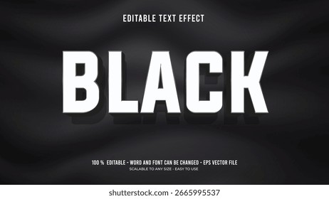 Editable text effect black 3d style premium vector	
