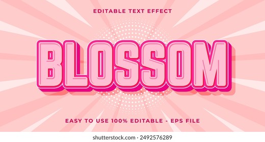 Editable text effect blossom 3d cartoon template style trendy vector