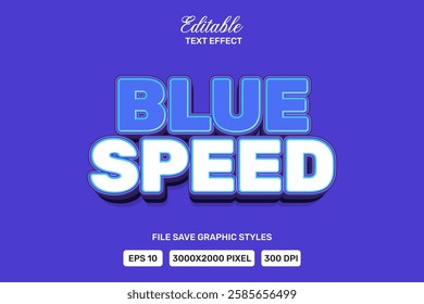 Editable Text Effect Blue Speed Vector Premium Template.