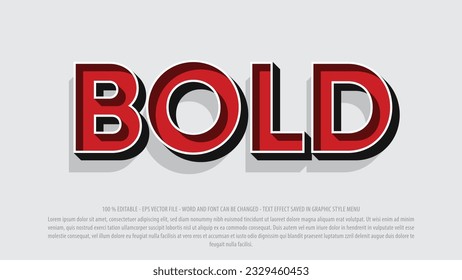 Editable text effect bold 3d style premium vector