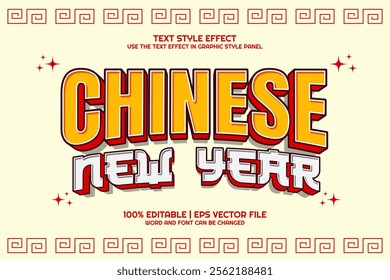  Editable text effect Bold Chinese New Year 3D cartoon style